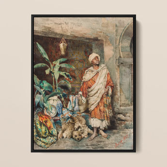 Figure of a Moor - Carlo Ascenzi Art Print / Canvas Framed Oil Painting Man Traditional Attire Lush Green Carlo Ascenzi Art, Echo Clings,