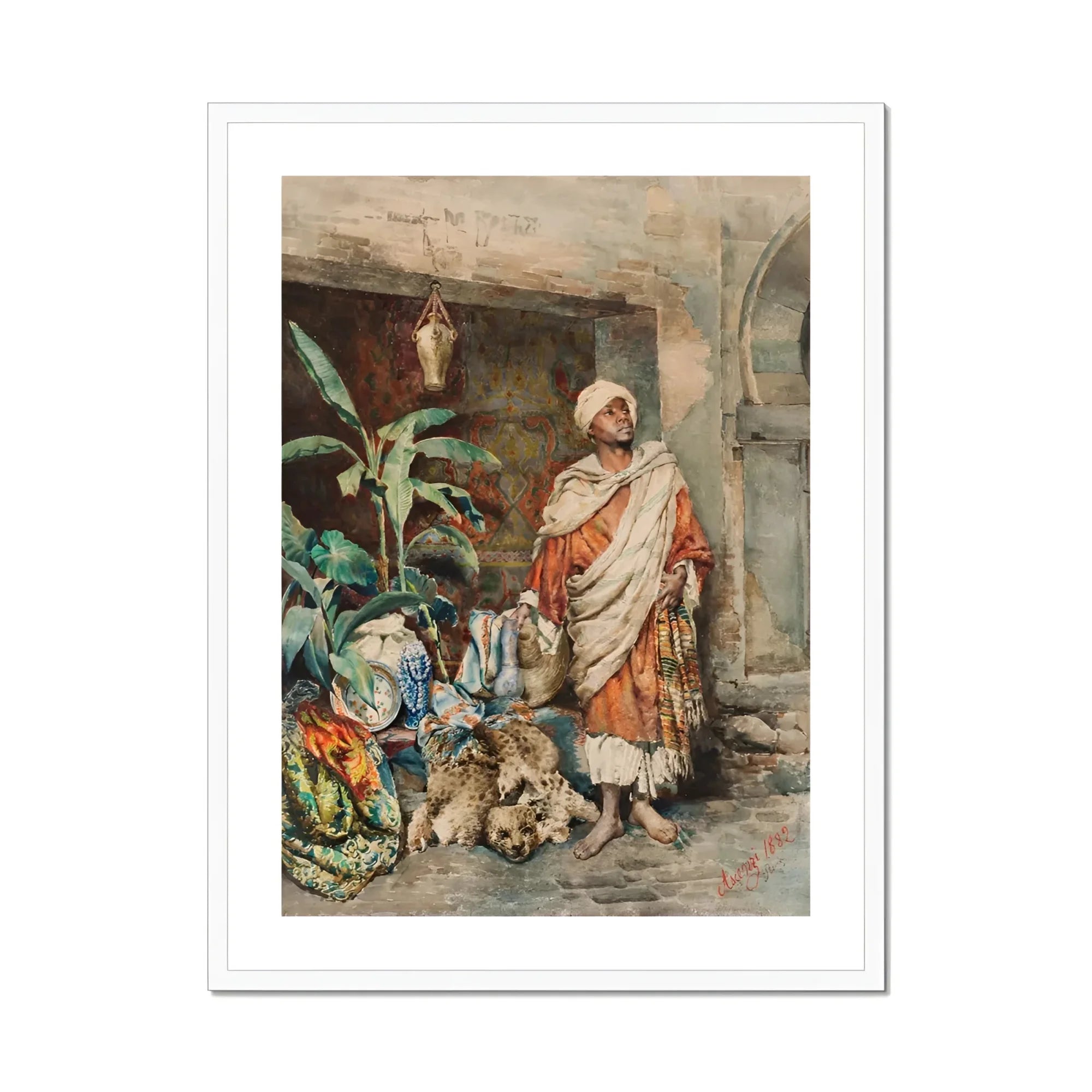 Figure of a Moor - Carlo Ascenzi Art Print, Orientalist Scene Man Turban