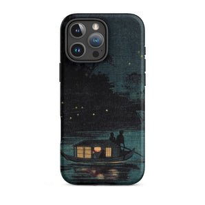 Fireflies at Ochanomizu - Kobayashi Kiyochika Iphone Case, 16 Pro Max / Matte, Phone Case Boat Scene