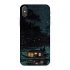 Fireflies at Ochanomizu Kobayashi Kiyochika Iphone Case, x / Matte, Phone Case Nighttime Scene Lantern Lit Boat Dark Waters