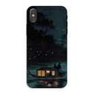 Fireflies at Ochanomizu Kobayashi Kiyochika Iphone Case, Xs / Matte, Phone Case Nighttime Scene Boat Lanterns Dark Water