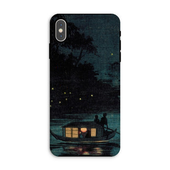 Fireflies at Ochanomizu - Kobayashi Kiyochika Phone Case Iphone Xs Max / Matte Phone Case Artwork Traditional Japanese Boat Lanterns Night