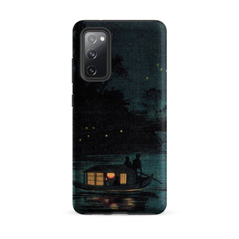 Fireflies at Ochanomizu - Kobayashi Kiyochika Samsung Case, Galaxy S20 Fe / Matte, Black Smartphone Case Dark Artistic Depiction Boat Two