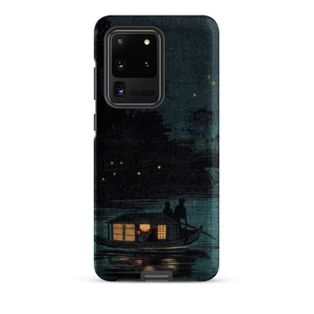 Fireflies at Ochanomizu - Kobayashi Kiyochika Samsung Case, Galaxy S20 Ultra / Matte, Black Smartphone Case Dark Blue Green Painting Boat