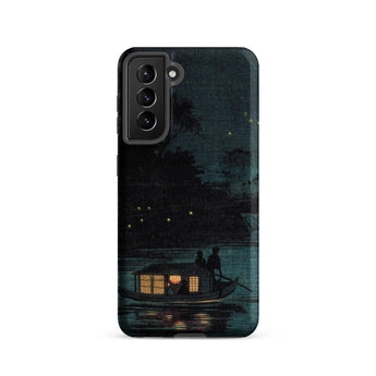 Fireflies at Ochanomizu - Kobayashi Kiyochika Samsung Case, Galaxy S21 / Matte, Smartphone Case Serene Night Scene Boat Water