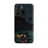 Fireflies at Ochanomizu - Kobayashi Kiyochika Samsung Case, Galaxy S21 Plus / Matte, Dark-toned Phone Case Serene Night Scene Boat Water