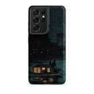 Fireflies at Ochanomizu Kobayashi Kiyochika Samsung Case, Galaxy S21 Ultra / Matte, Dark Colored Smartphone Case Night Scene Boat Water