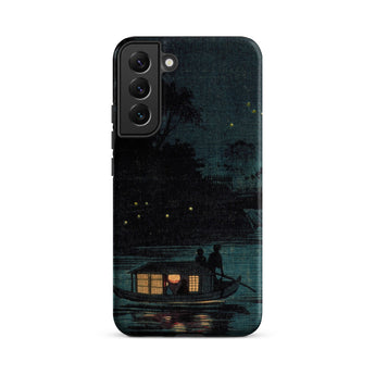 Fireflies at Ochanomizu - Kobayashi Kiyochika Samsung Case, Galaxy S22 Plus / Matte, Dark-toned Phone Case Serene Night Scene Boat Water