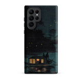 Fireflies at Ochanomizu - Kobayashi Kiyochika Samsung Case, Galaxy S22 Ultra / Matte, Smartphone Case Night Scene Boat Water