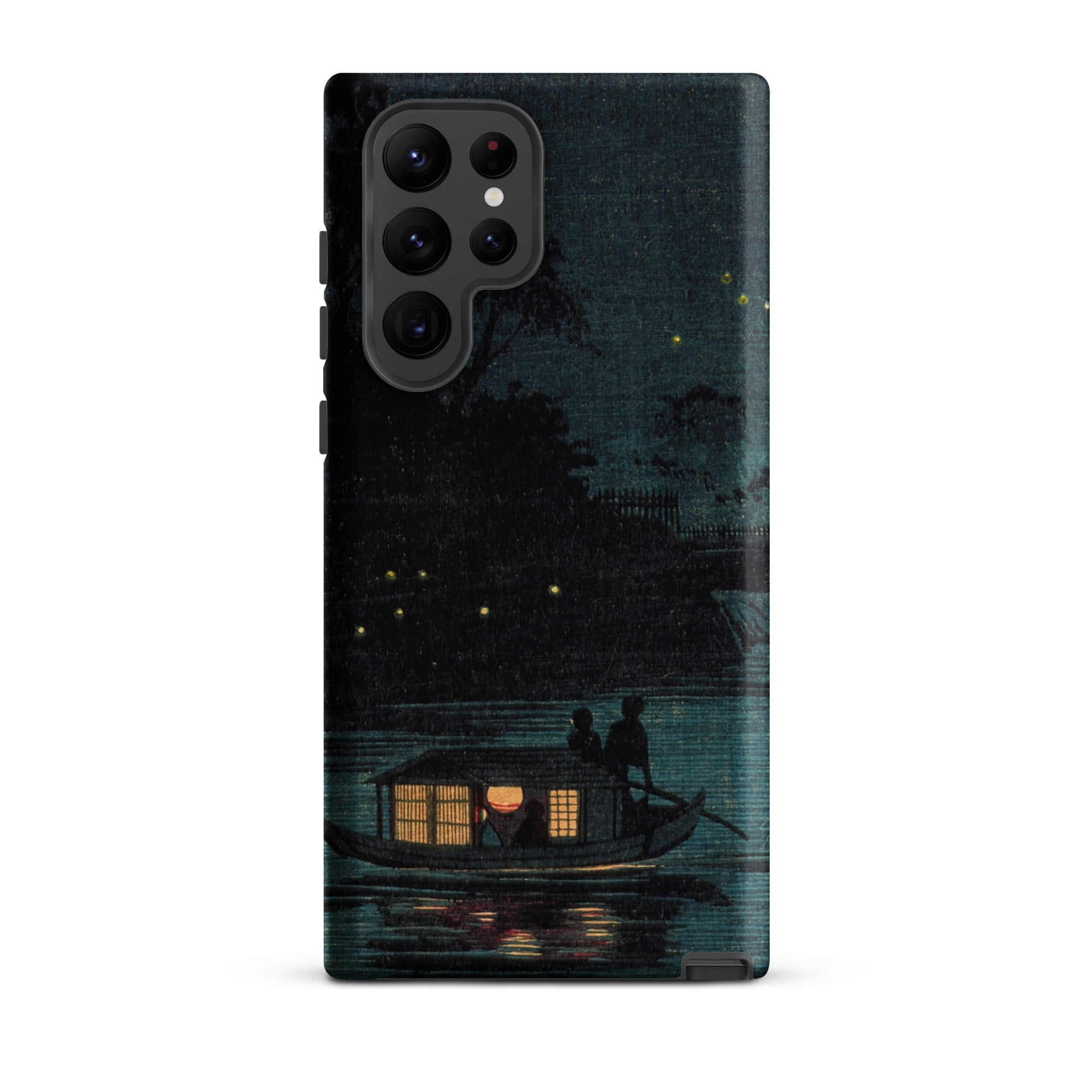 Fireflies at Ochanomizu Kobayashi Kiyochika Samsung Case, Galaxy S22 Ultra / Matte, Smartphone Case Night Scene Boat Water