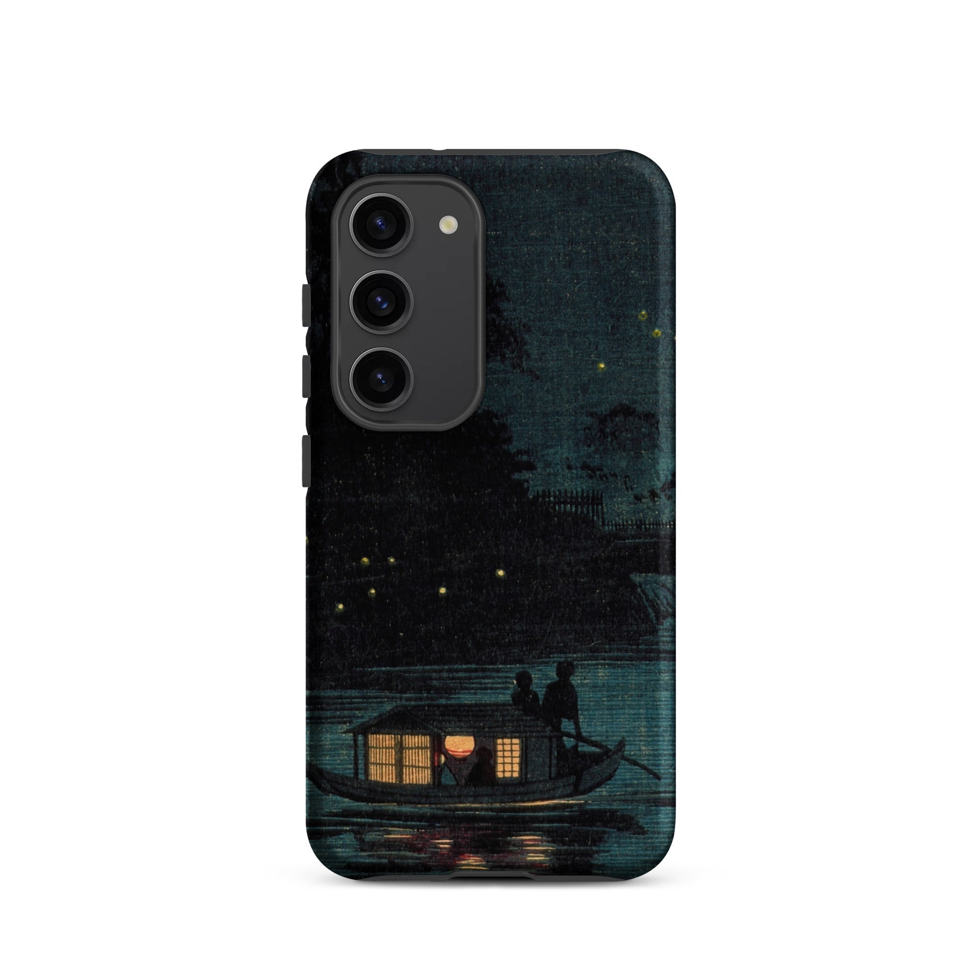 Fireflies at Ochanomizu Kobayashi Kiyochika Samsung Case, Galaxy S23 / Matte, Dark Colored Phone Case Serene Night Scene Boat Water