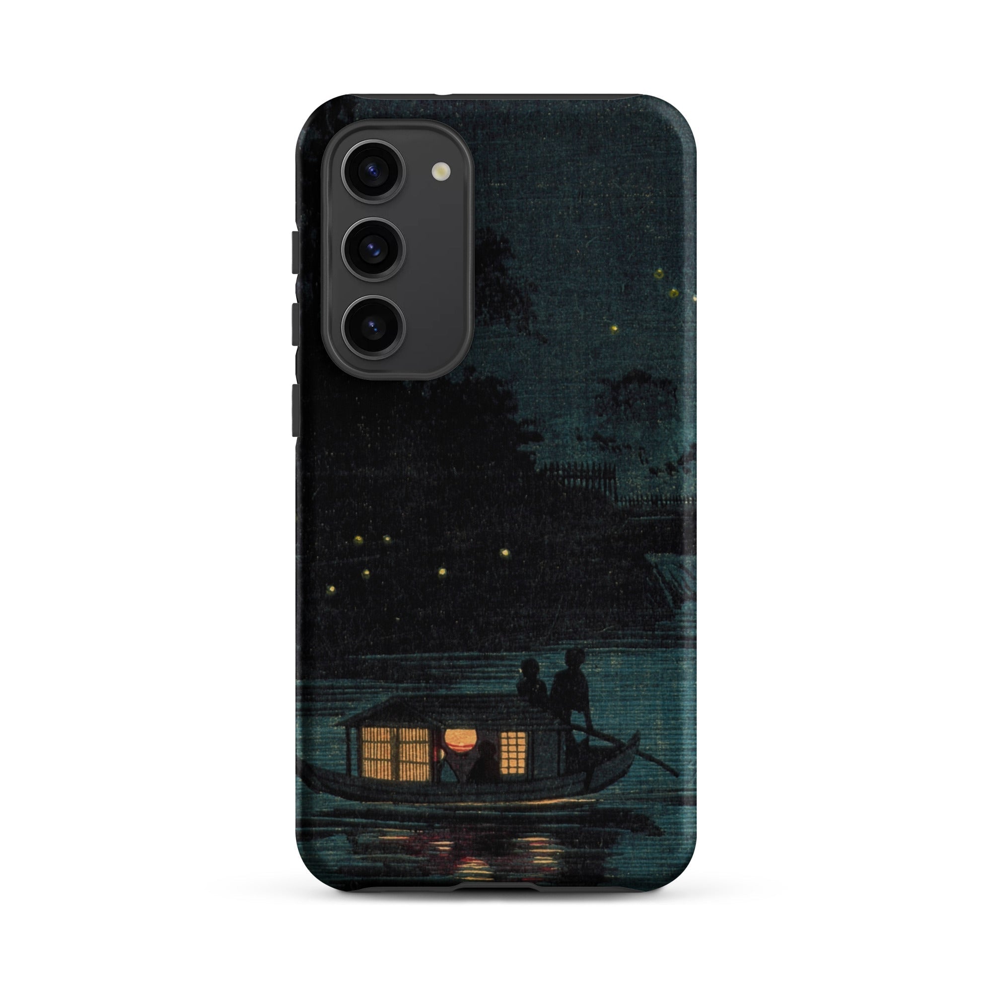 Fireflies at Ochanomizu Kobayashi Kiyochika Samsung Case, Galaxy S23 Plus / Matte, Smartphone Case Dark Painterly Scene Boat Water Night