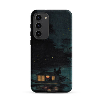 Fireflies at Ochanomizu - Kobayashi Kiyochika Samsung Case, Galaxy S23 Plus / Matte, Smartphone Case Dark Painterly Scene Boat Water Night