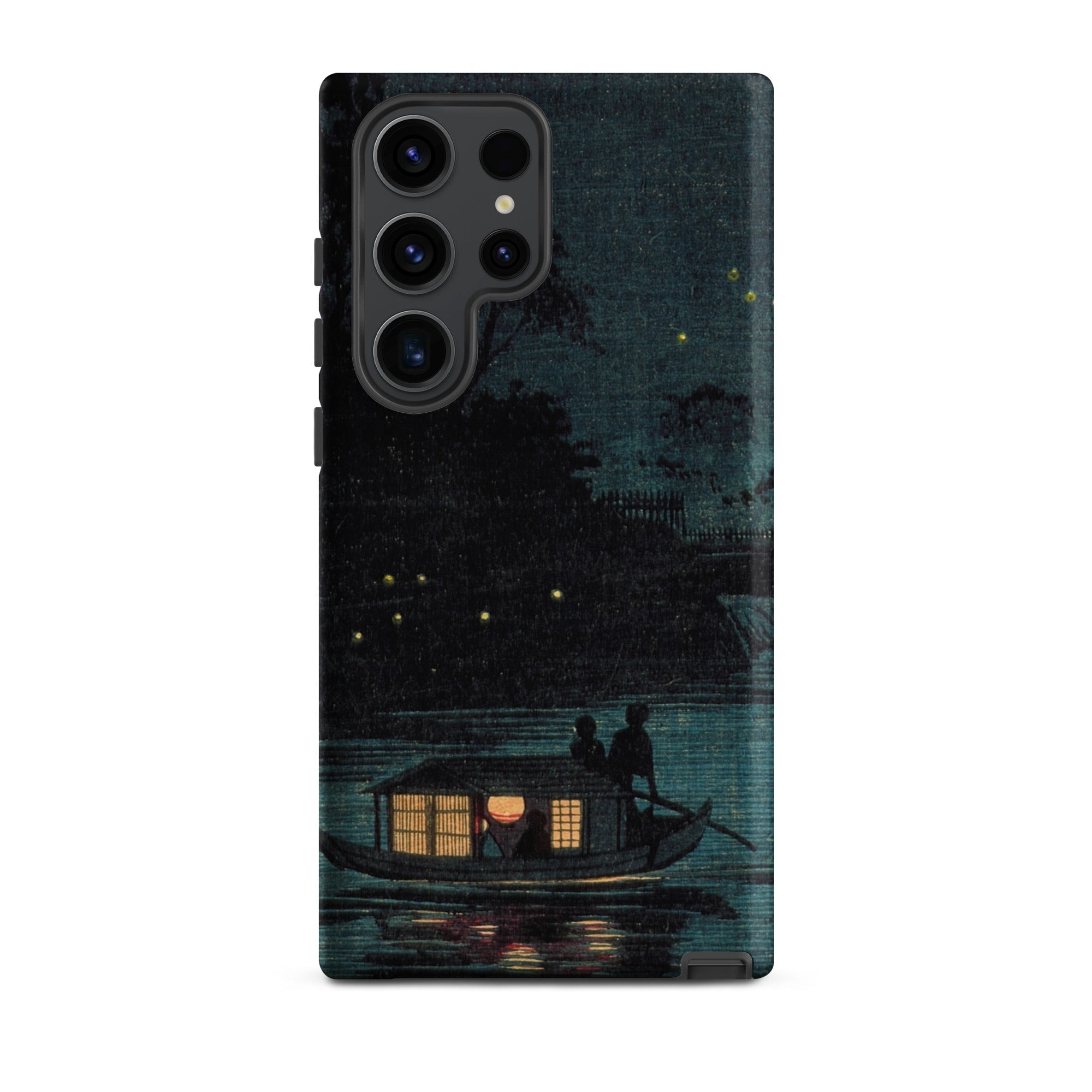 Fireflies at Ochanomizu Kobayashi Kiyochika Samsung Case, Galaxy S23 Ultra / Matte, Smartphone Case Dark Artistic Depiction Boat Water Night