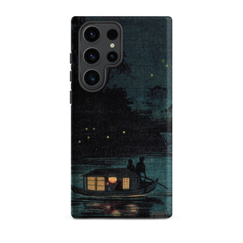Fireflies at Ochanomizu - Kobayashi Kiyochika Samsung Case, Galaxy S23 Ultra / Matte, Smartphone Case Dark Artistic Depiction Boat Water