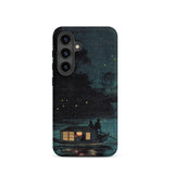 Fireflies at Ochanomizu - Kobayashi Kiyochika Samsung Case, Galaxy S24 / Matte, Dark Blue Smartphone Case Starry Night River Scene