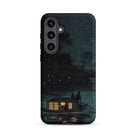 Fireflies at Ochanomizu Kobayashi Kiyochika Samsung Case, Galaxy S24 Plus / Matte, Black Phone Case Dark Artistic Depiction Boat Illuminated
