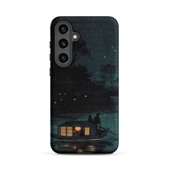 Fireflies at Ochanomizu - Kobayashi Kiyochika Samsung Case, Galaxy S24 Plus / Matte, Black Phone Case Dark Artistic Depiction Boat