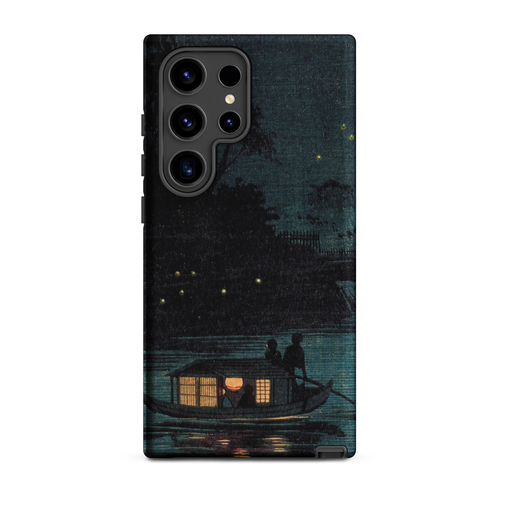 Fireflies at Ochanomizu Kobayashi Kiyochika Samsung Case, Galaxy S24 Ultra / Matte, Dark Phone Case Japanese Woodblock Print Boat River