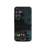 Fireflies at Ochanomizu - Kobayashi Kiyochika Samsung Case, Galaxy S25 / Matte, Black Smartphone Case Nocturnal Boat Scene Lights