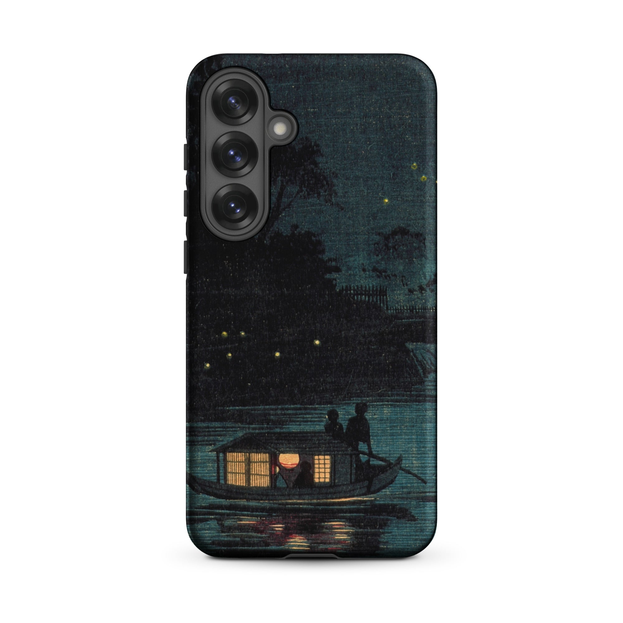 Fireflies at Ochanomizu Kobayashi Kiyochika Samsung Case, Galaxy S25 Plus / Matte, Black Phone Case Serene Night Scene Boat Water