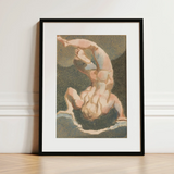 The First Book of Urizen - William Blake Art Print / Canvas Framed Artwork Nude Figure Acrobatic Pose Enclosed Sleek Single Male Body, Legs