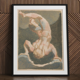 The First Book of Urizen - William Blake Art Print / Canvas Framed Artwork Nude Figure Acrobatic Pose Rendered Soft Single Male Body, Legs