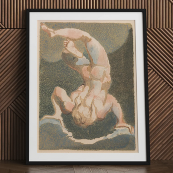 The First Book of Urizen - William Blake Art Print / Canvas Framed Artwork Nude Figure Acrobatic Pose Rendered Soft Single Male Body, Legs