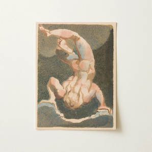 The First Book of Urizen - William Blake Art Print / Canvas Soft-toned Textured Print Nude Figure Acrobatic Pose Dark Single Male Body,