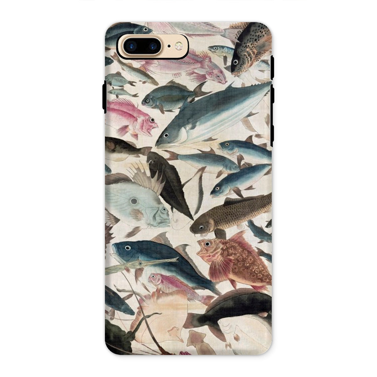 Fish Utagawa Yoshikazu Ocean Life Iphone Case, 8 Plus / Matte, Phone Case Vintage Fish Pattern Multiple Species Muted