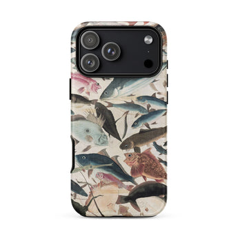 Fish - Utagawa Yoshikazu Ocean Life Phone Case Iphone 17 Pro Max / Matte Iphone 12 Pro Max Case Fish Pattern Black Utagawa Yoshikazu Ocean,