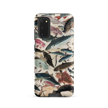 Fish - Utagawa Yoshikazu Ocean Life Phone Case Samsung Galaxy S20 / Matte Phone Case Detailed Illustration Fish Shades Blue Pink Utagawa