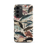 Fish - Utagawa Yoshikazu Ocean Life Phone Case Samsung Galaxy S23 Plus / Matte Phone Case Adorned Detailed Illustration Fish Shades Blue