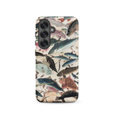 Fish - Utagawa Yoshikazu Ocean Life Phone Case Samsung Galaxy S25 / Matte Phone Case Detailed Illustration Fish Shades Blue Gray Utagawa