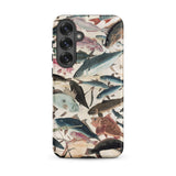 Fish - Utagawa Yoshikazu Ocean Life Phone Case Samsung Galaxy S25 Plus / Matte Phone Case Adorned Detailed Illustration Fish Shades Blue
