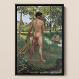 Fisherman with a Net - Frederic Bazille Fine-Art-Print / Leinwand, 12x17’’ / A3 / Schwarzer Rahmen, Poster, Drucke & Visuelles Kunstwerk, Toby Leon