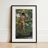 Fisherman with a Net - Frederic Bazille Fine Art Print / Canvas, 12x18’’ / 31x46cm / Black Frame / Matboard, Posters Prints & Visual