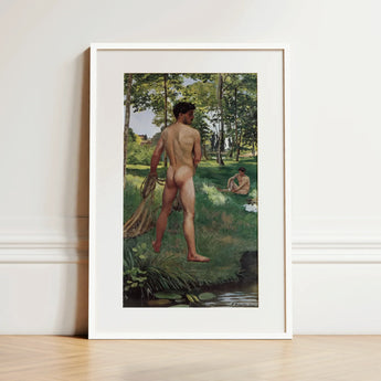 Fisherman with a Net - Frederic Bazille Fine Art Print / Canvas, 12x18’’ / 31x46cm / White Frame / Matboard, Posters Prints & Visual