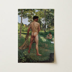 Fisherman with a Net - Frederic Bazille Fine Art Print / Canvas Rectangular Canvas Print Classical Painting Two Nude Male Frederic Bazille,