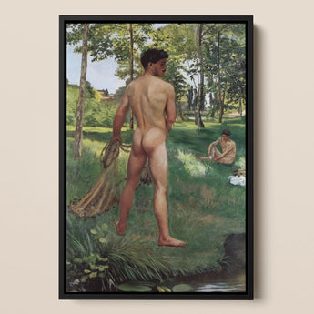 Fisherman with a Net Frederic Bazille Framed Canvas, Framed Nude Male Painting
