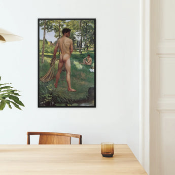 Fisherman with a Net Frederic Bazille Framed Canvas, Framed Painting Nude Men Landscape