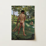 Fisherman with a Net - Frederic Bazille Fine Art Print / Canvas Rectangular Classical Painting Two Nude Male, Pagan Fragment, Raw