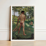 Fisherman with a Net - Frederic Bazille Fine Art Print / Canvas Framed Reproduction Classical Nude Painting Two Figures Outdoor, Pagan