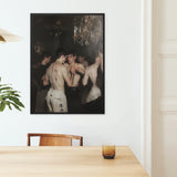 Fisticuffs - Baroque Gay Brawling Lovers Framed Canvas, Framed Painting Shirtless Men