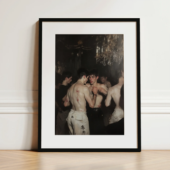 Fisticuffs - Baroque Gay Fight Club Art Print / Canvas, 12x16’’ / 31x41cm / Black Frame / Matboard, Posters Prints & Visual Artwork, Toby