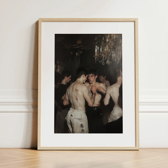 Fisticuffs - Baroque Gay Fight Club Art Print / Canvas, 12x16’’ / 31x41cm / Natural Frame / Matboard, Posters Prints & Visual Artwork, Toby