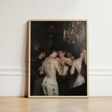 Framed Art Print Dramatic Dimly Lit Scene Shirtless Baroque Gay Fight, Club, Bodies Rest