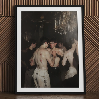 Fisticuffs - Baroque Gay Fight Club Art Print / Canvas Black Framed Photo White, Bodies Rest Prints