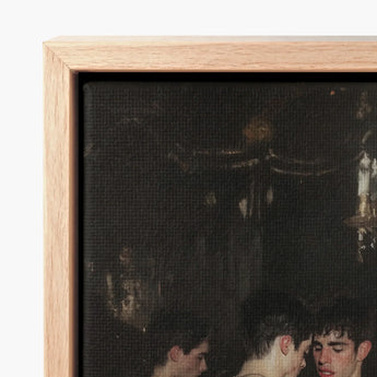 Light Wood-framed Canvas Print Dark Impressionistic Painting Figures Baroque Gay Fight, Club Art, Bodies Rest
