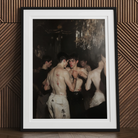 Fisticuffs Baroque Gay Fight Club Art Print, Framed Painting Shirtless Men